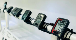 Best Bike Speedometers: Multiple speedometers from Cateye in the row.