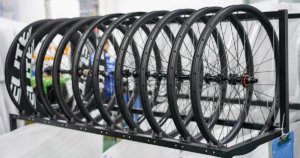 Best Chinese Mountain Bike Wheels: Carbon MTB wheels stacked in a rack