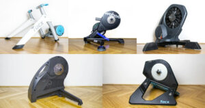 Preview picture for the best smart bike trainers article: 5 smart trainers - Tacx Flow, Wahoo KICKR, Elite Direto XR, Saris H3, Tacx NEO 2T.
