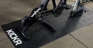 Best Bike Trainer Mats: Wahoo KICKR and KICKR CLIMB on a KICKR mat