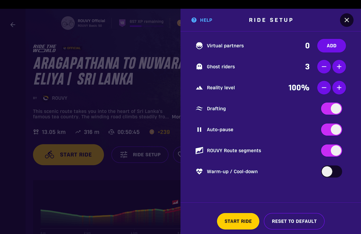 Screenshot from ROUVY Ride setup.