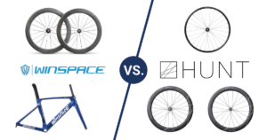 Winspace vs. HUNT: HYPER wheels, logo, and T1500 frame under each other on the left side and HUNT wheels, logo, and wheels under each other on the right side