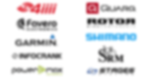 Blurred logos of the best power meter brands