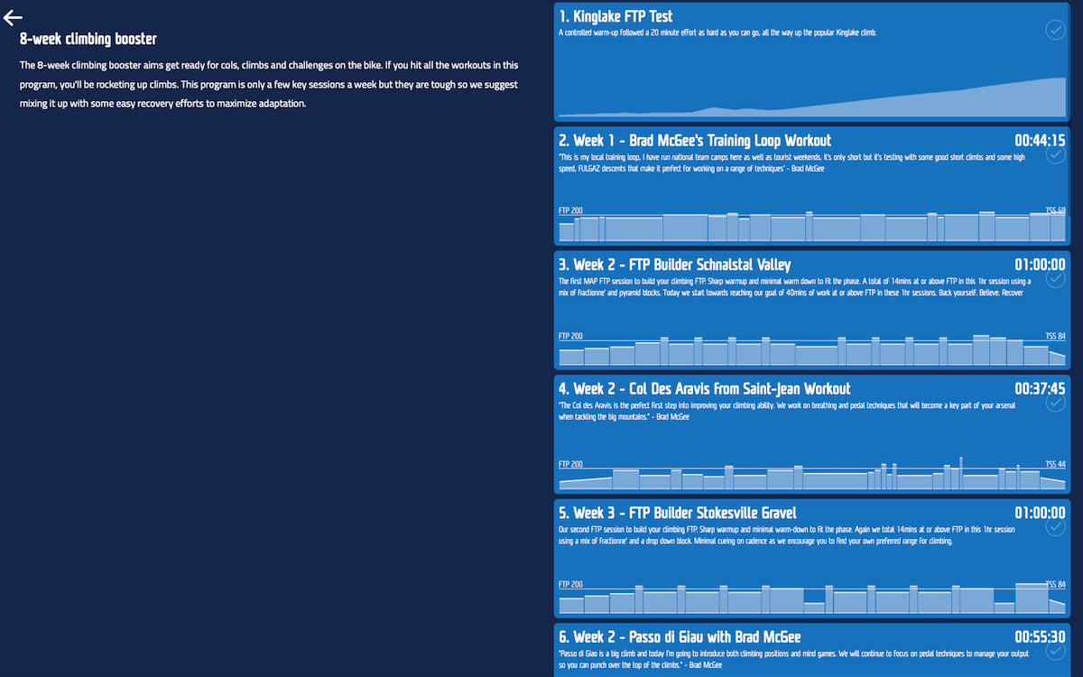 FulGaz 8-week structured training plan.