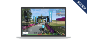 Wahoo RGT Review: Screenshot from RGT Cycling app put into MacBook Pro mockup