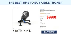 When to buy a bike trainer: A fictional product page with a discounted Wahoo KICKR trainer