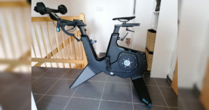 Tacx NEO Bike Review: Tacx NEO Bike near a staircase