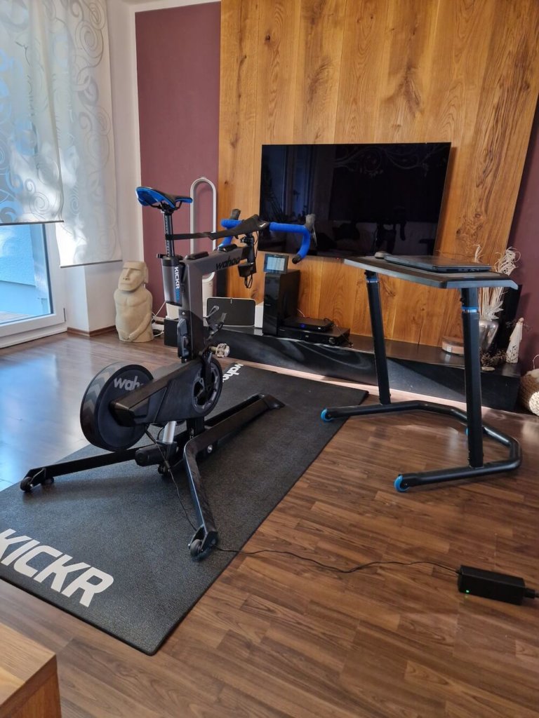 Wahoo KICKR Bike in front of a TV