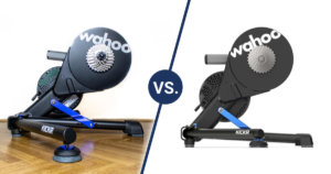 Wahoo KICKR v5 on the left side vs. Wahoo KICKR v6 on the right side.