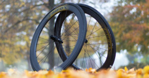 Trifox WT11 review: 50mm disc brake carbon road bike version leaned against each other in a park.