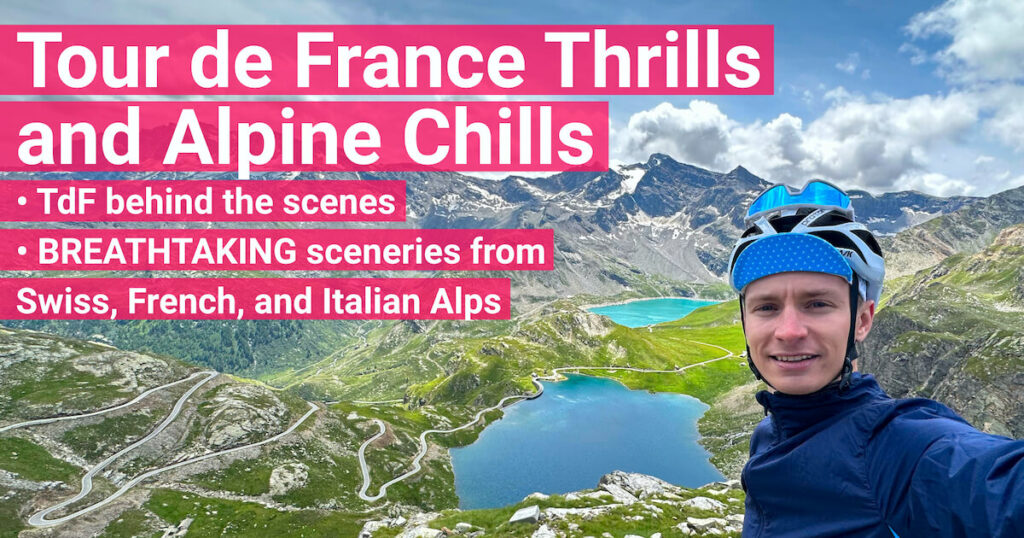 Me at the Colle del Nivolet viewpoint and custom graphics.