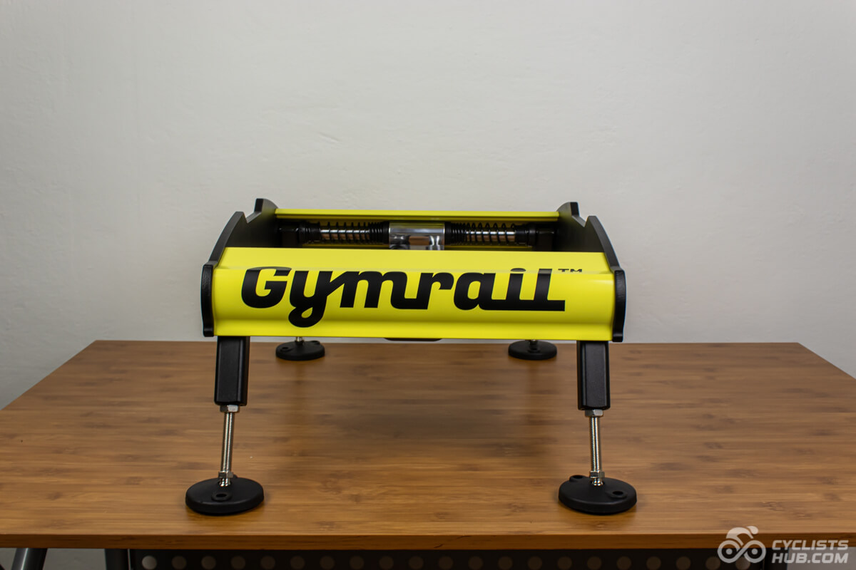 The front part of the Gymrail Momentum X1 on a wooden table.