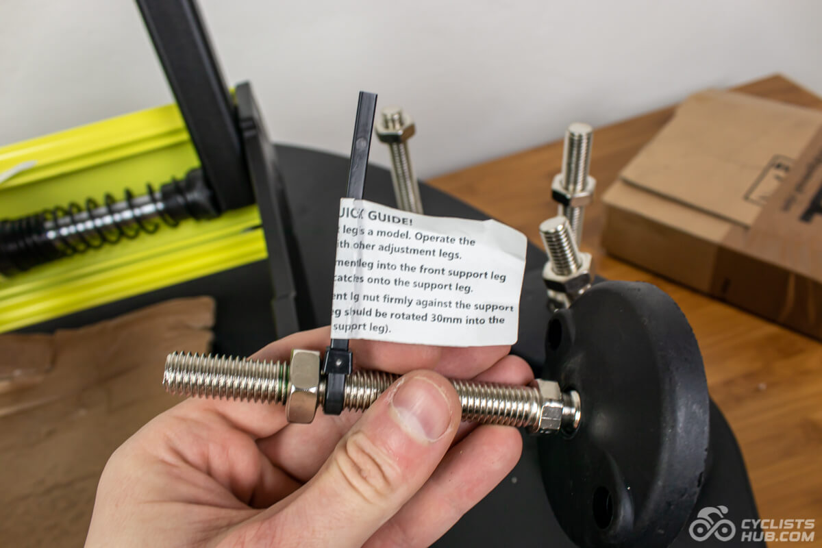 Gymrail Momentum X1 leg with instructions on how to adjust it (second part).