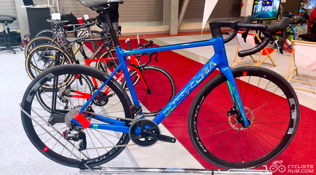 Bright blue Bottecchia road bike.