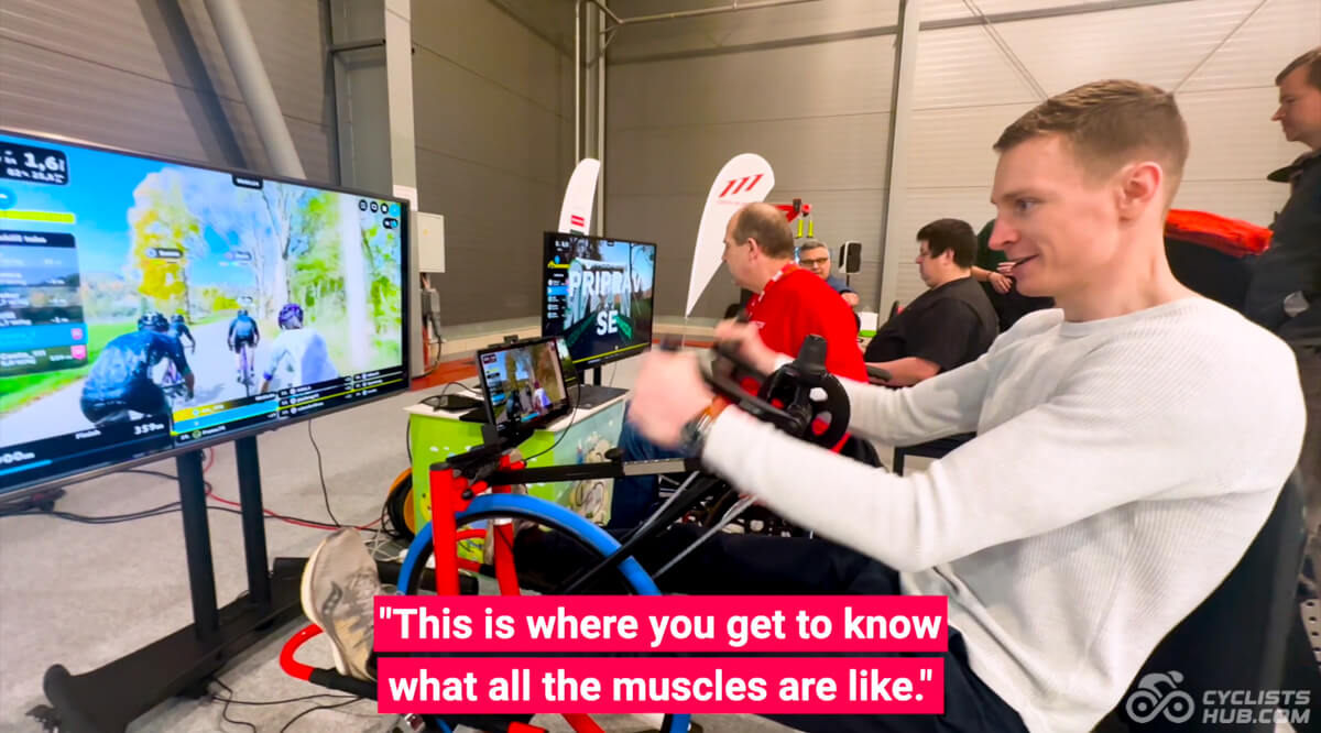Me trying a hand bike at For Bikes 2024.