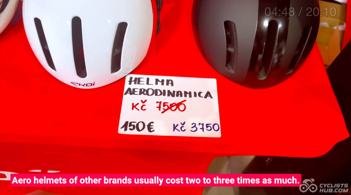 Ekoi road bike helmets pricing (150โฌ for an aero helmet).
