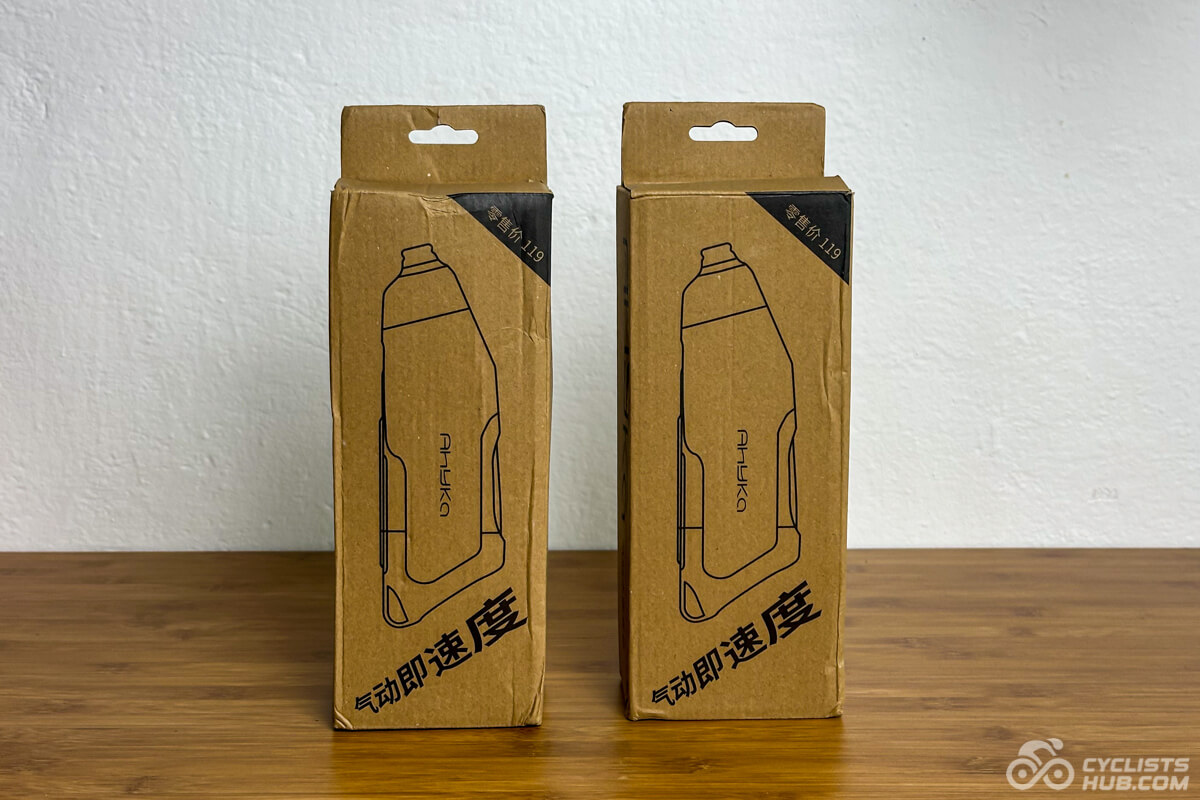 Ahyka aero bottle boxes on a wooden table.