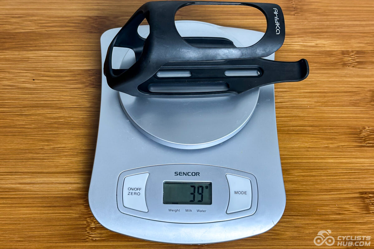 Ahyka aero bottle cage weight (39g).