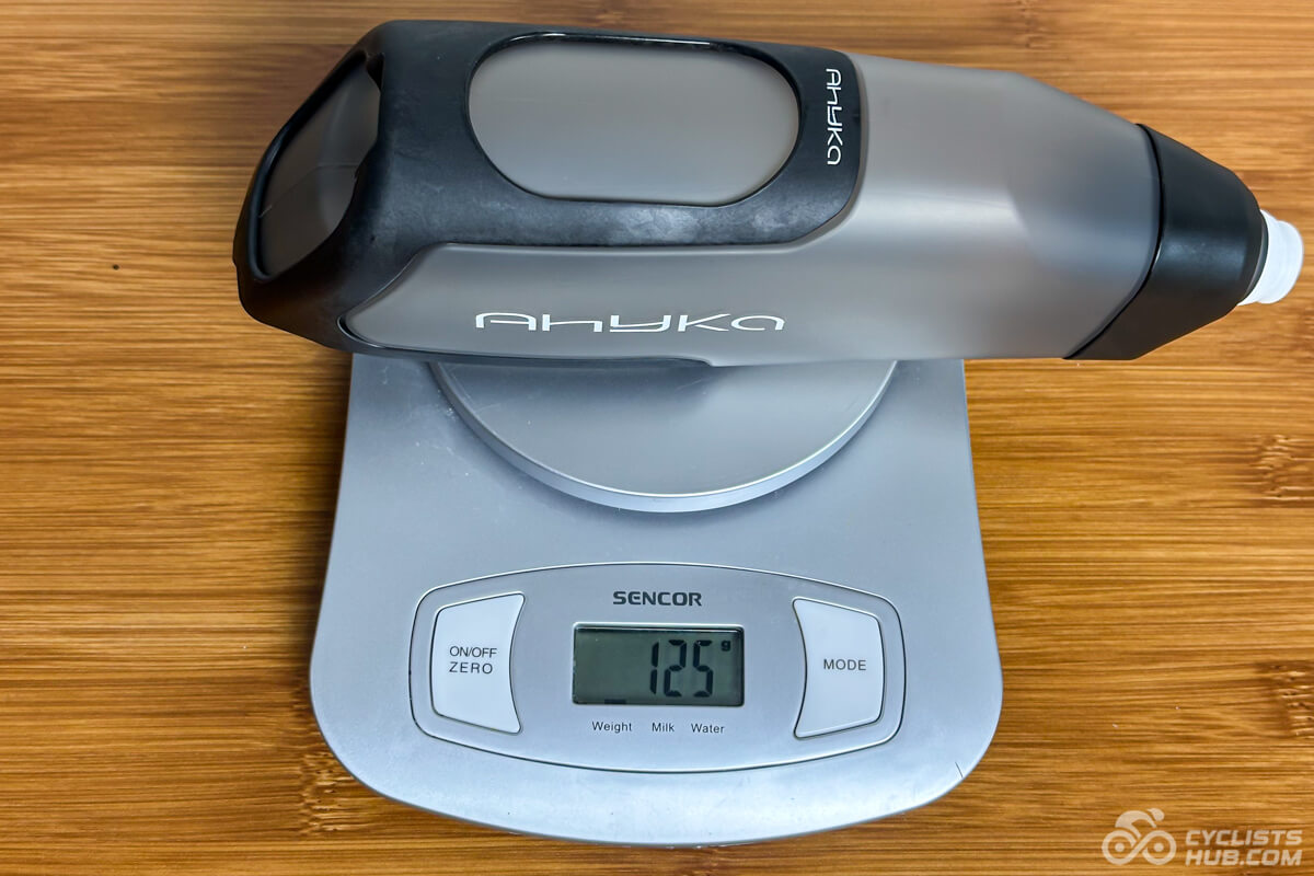 Ahyka aero bottle with cage weight (125g).