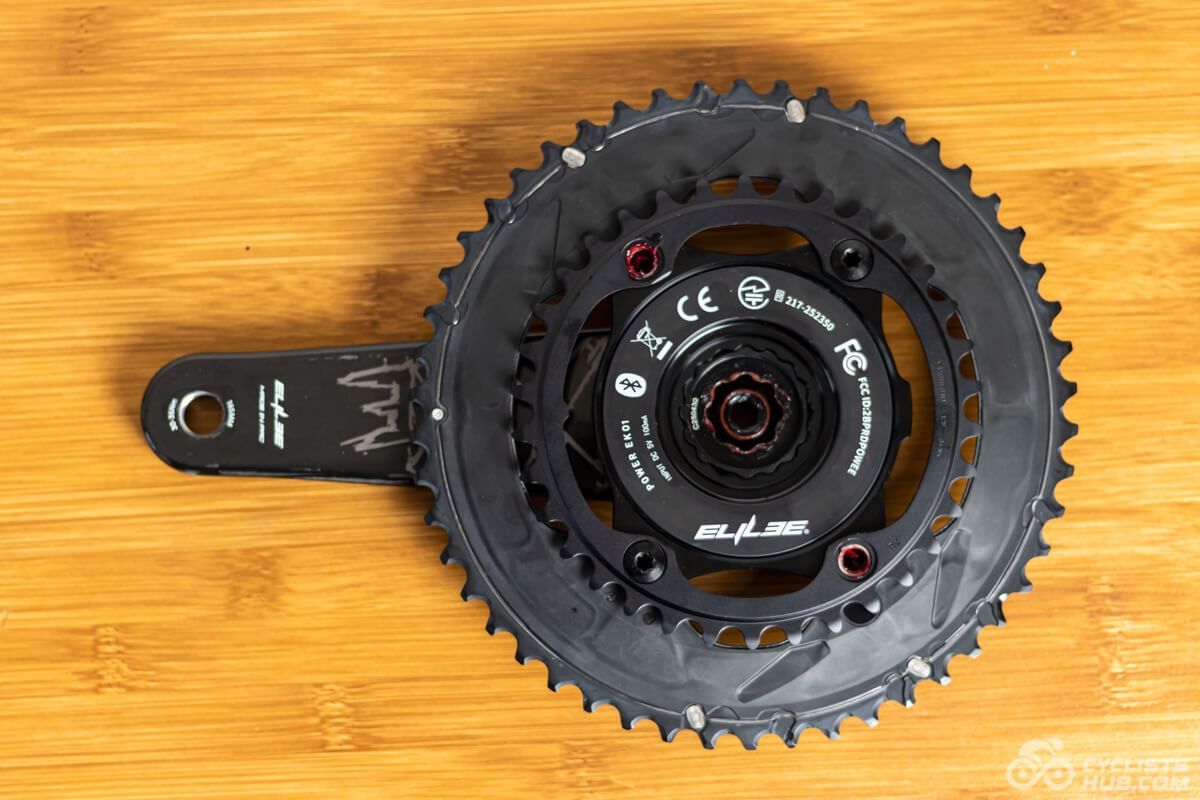 Elilee EK01 power meter with Elilee X310 crank mounted on Shimano Ultegra chainrings.