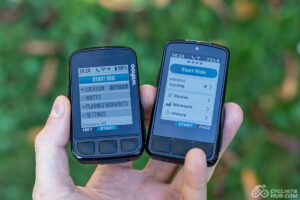 Wahoo ELEMNT BOLT v2 vs. v3: Me holding BOLT 2 and 3 showing their differences.