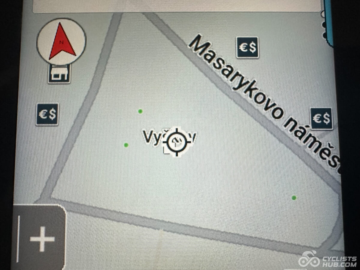 Garmin Edge 550 screen resolution detail (Vyškov city).