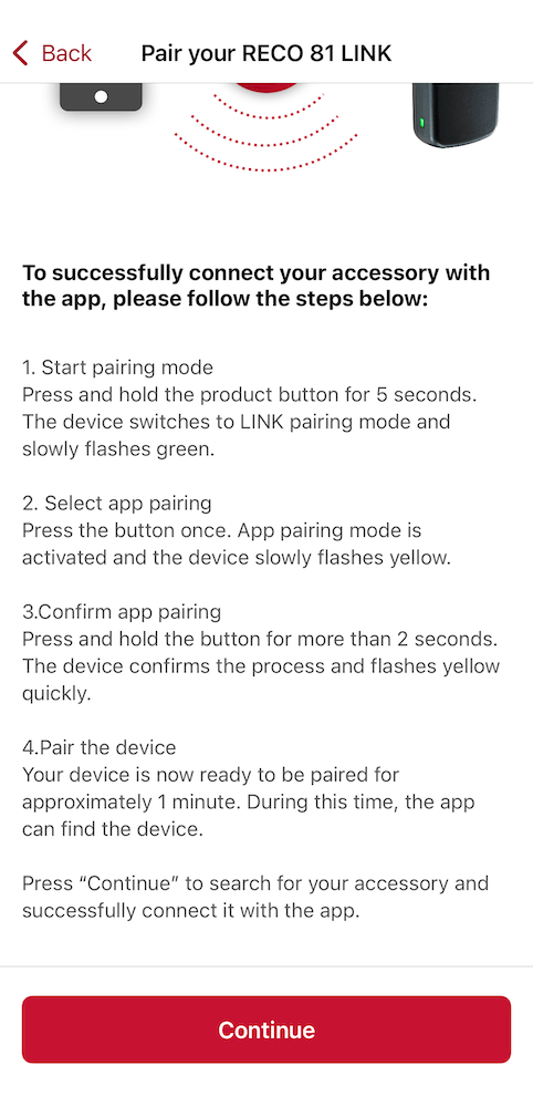 Sigma Ride App - radar pairing step 3.
