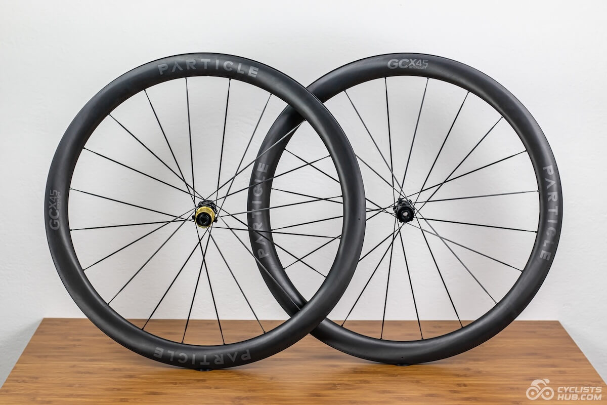 Particle GCX45 wheels on a wooden table.