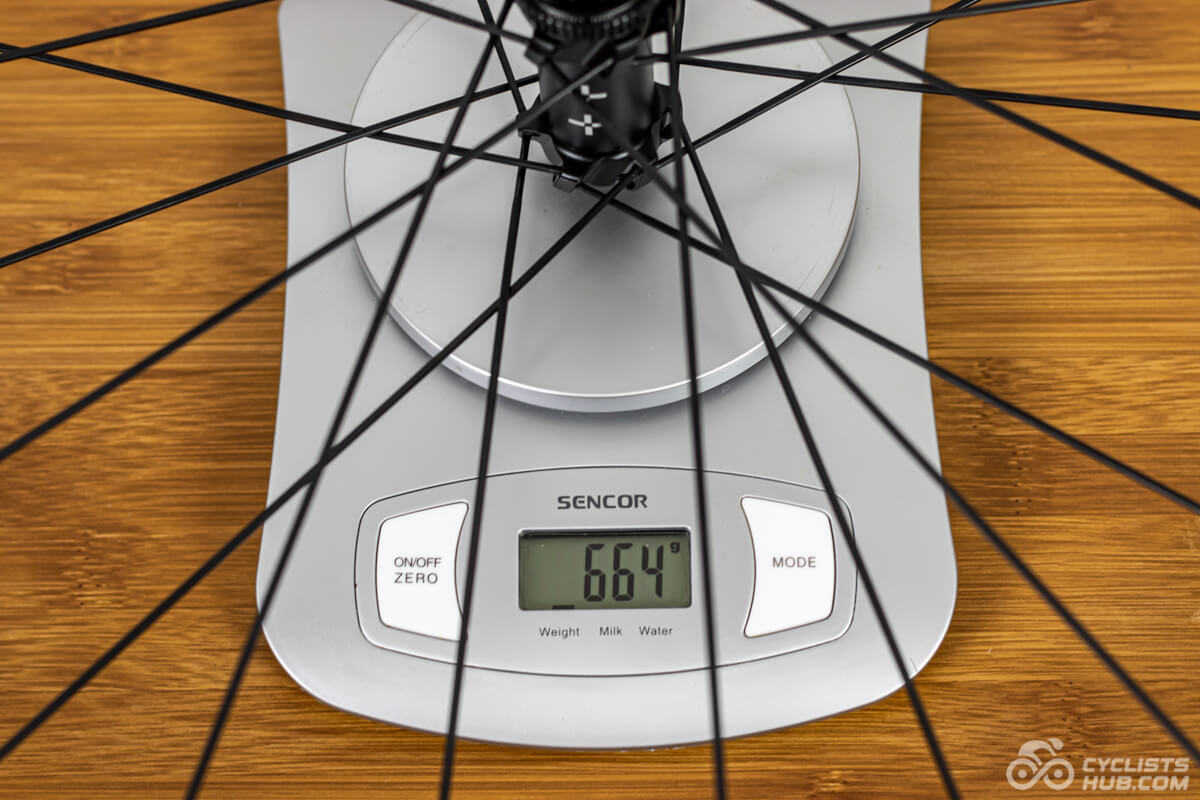 10Plus T-Series 50mm front wheel weight (664g).