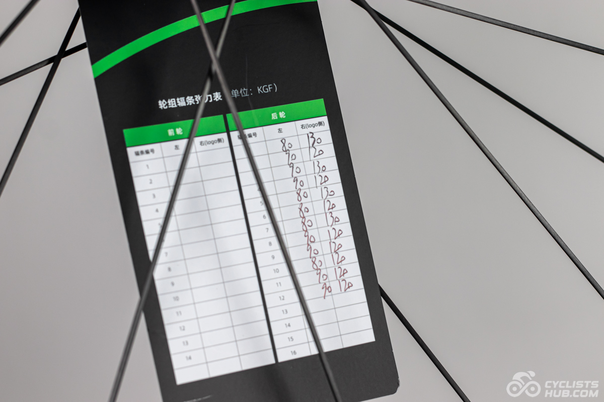 UPVINE Ultra - spoke tension chart.